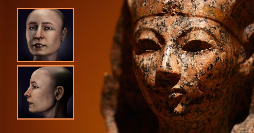 The reconstruction of the face of a female mummy who died 2,600 years ago reveals that she was a  beautiful young lady. 